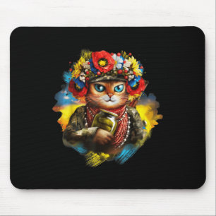Funny Ukrainian Cat Soldier Memorial Day Retro Lov Mouse Mat