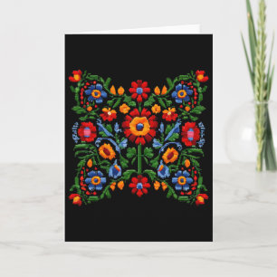 Funny Ukrainian Embroidery Traditional Flowers Nat Card