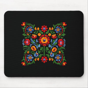 Funny Ukrainian Embroidery Traditional Flowers Nat Mouse Mat