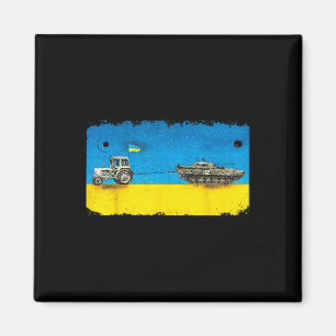 Funny Ukrainian Farmer Pulling Tank With Tractor Magnet