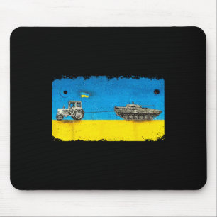 Funny Ukrainian Farmer Pulling Tank With Tractor Mouse Mat
