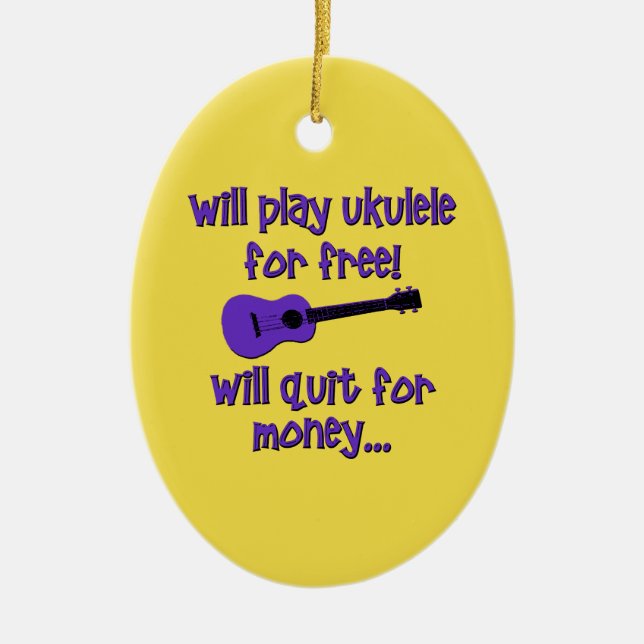 Funny Ukulele Ceramic Tree Decoration (Front)
