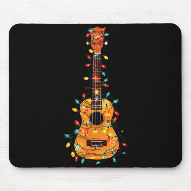 Funny Ukulele Christmas Graphics Lights Lover Play Mouse Mat (Front)