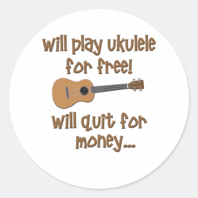Funny Ukulele Classic Round Sticker (Front)
