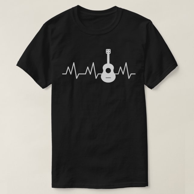 Funny UKULELE HEARTBEAT Guitar Lover for Cool UKE  T-Shirt (Design Front)