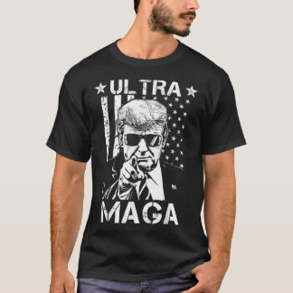 Funny Ultra Maga Vintage American Flag Ultra-Maga T-Shirt