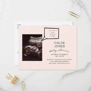 Funny Ultrasound Baby Shower Pink Invitation Postcard