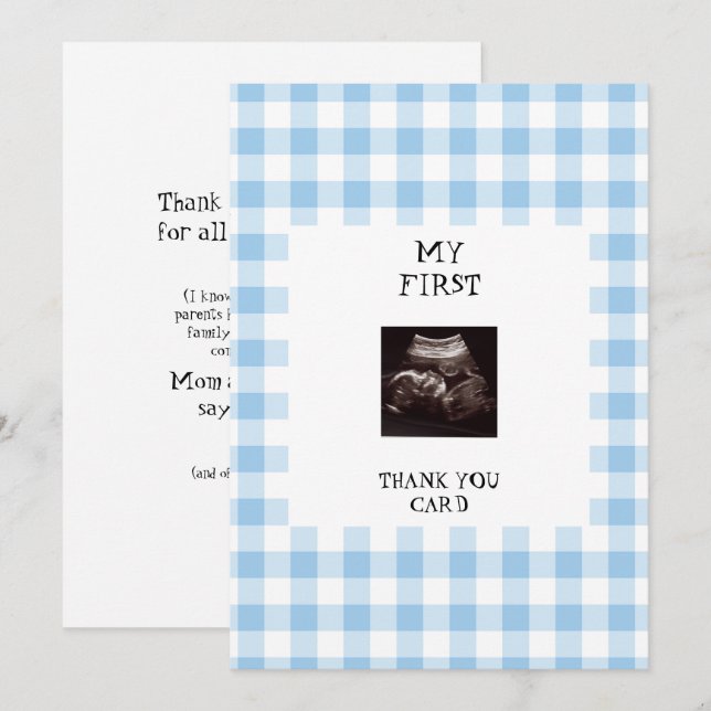 Funny Ultrasound Blue Baby Shower Thank You Invitation (Front/Back)