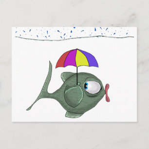 Funny Umbrella Fish Postcard