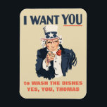 Funny Uncle Sam Custom Message Magnet<br><div class="desc">Shame your roommate into washing his dishes,  remind your kids to close the refrigerator door,  this fun magnet is ready to customised with your own message and features an illustration of Uncle Same in the style of the classic recruitment poster.</div>
