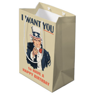 Funny Uncle Sam Patriotic Birthday Medium Gift Bag