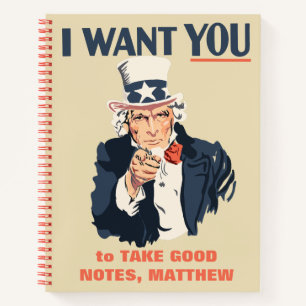 Funny Uncle Sam Patriotic Custom Message Notebook
