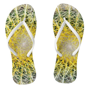 Funny Uncomfortable Globe Cactus Botanical Photo Flip Flops