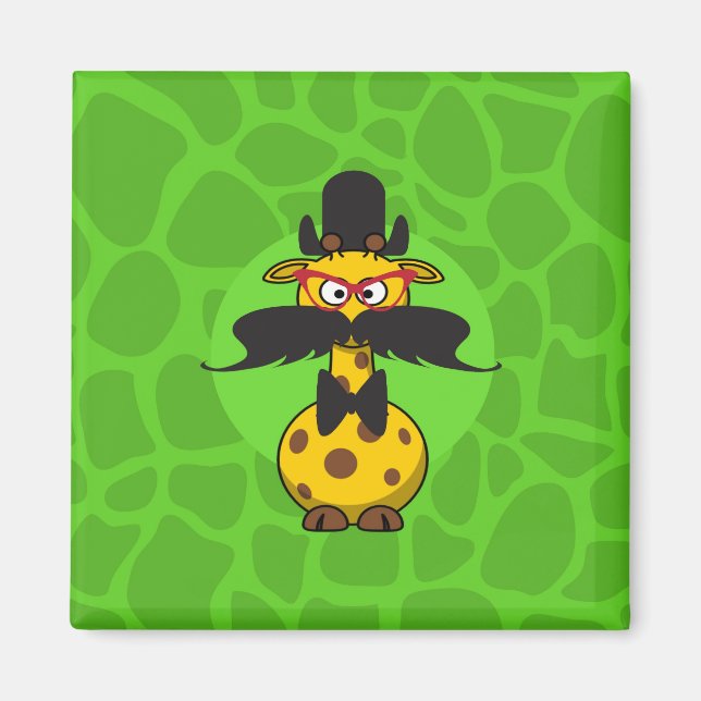 Funny Undercover Giraffe in Moustache Disguise Magnet (Front)