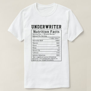Funny Underwriter Nutrition Facts Finance Gift T-Shirt
