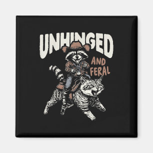 Funny Unhinged And Feral Racoon Cowboy Western Vi Magnet