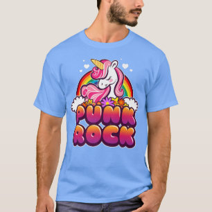 Funny Unicorn and Rainbow Punk Rock Music Festival T-Shirt