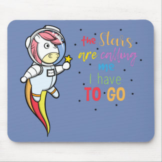 Funny unicorn as an astronaut in space mouse mat