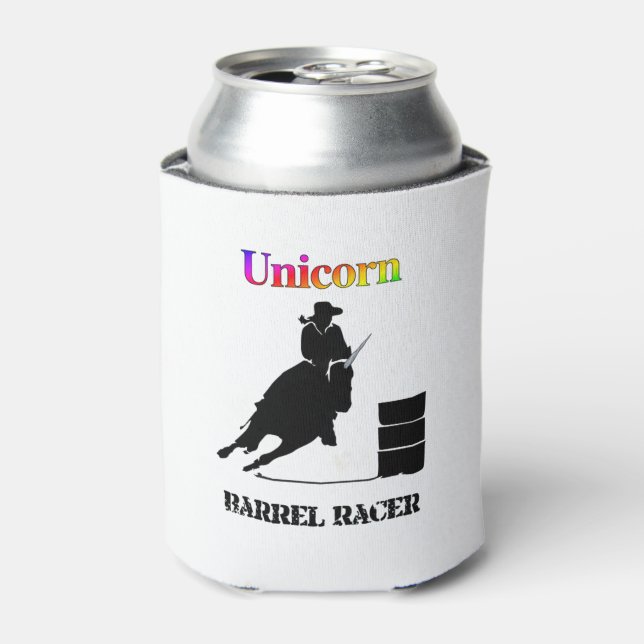 Funny Unicorn Barrel Racer Can Cooler (Can Front)
