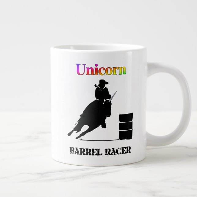 Funny Unicorn Barrel Racer Large Coffee Mug (Right)