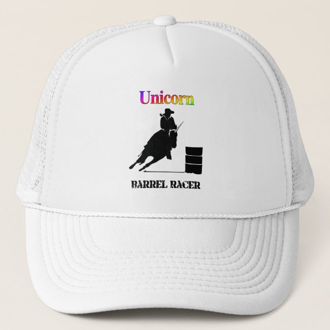 Funny Unicorn Barrel Racer Trucker Hat (Front)