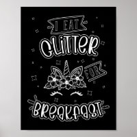 Funny Unicorn Black Background Colouring Poster