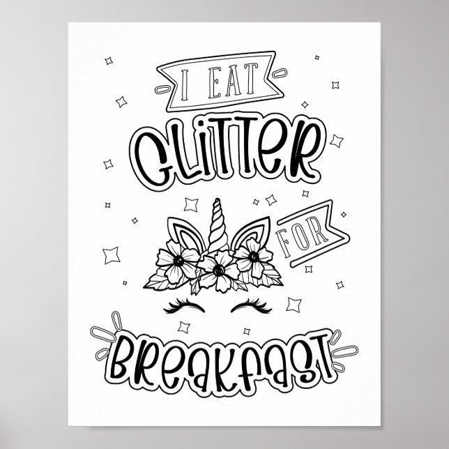 Funny Unicorn Colouring Poster (Front)