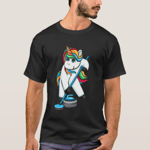 Funny Unicorn Curling Design For Men Women Curling T-Shirt