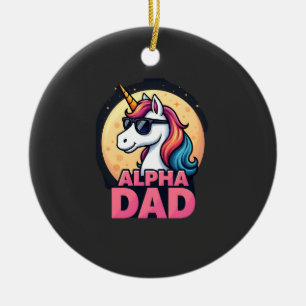 Funny Unicorn Dad Laufey Men Father's Day Christma Ceramic Tree Decoration