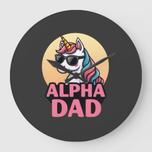 Funny Unicorn Dad Laufey Men Father's Day Christma Large Clock