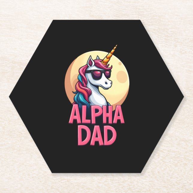 Funny Unicorn Dad Laufey Men Father's Day Christma Paper Coaster (Front)
