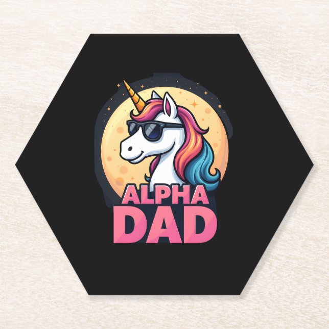 Funny Unicorn Dad Laufey Men Father's Day Christma Paper Coaster (Front)