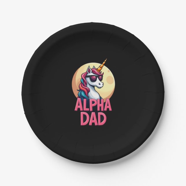 Funny Unicorn Dad Laufey Men Father's Day Christma Paper Plate (Front)