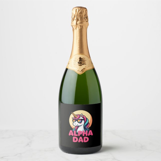Funny Unicorn Dad Laufey Men Father's Day Christma Sparkling Wine Label (Front)