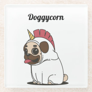 Funny Unicorn - Doggycorn Glass Coaster