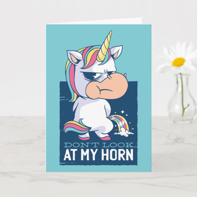 Funny Unicorn Don't Look At My Horn Card (Small Plant)