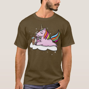 Funny Unicorn Drinking Bubble Boba Milk Tea Boba T T-Shirt