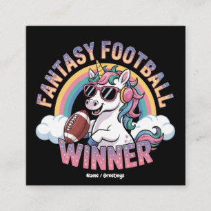 Funny Unicorn Fantasy Football Winner 2025 Style Square Business Card