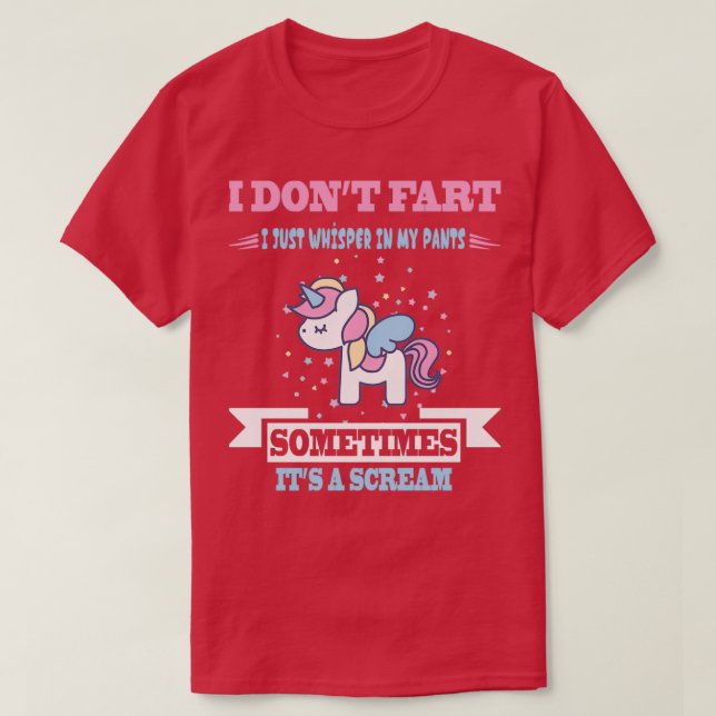 Funny Unicorn Fart Humour T-Shirt (Design Front)