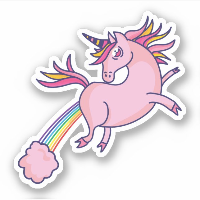 Funny Unicorn Farting Rainbows Cartoon Cute Gag (Front)
