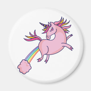 Funny Unicorn Farting Rainbows Cartoon Cute Gag Magnet