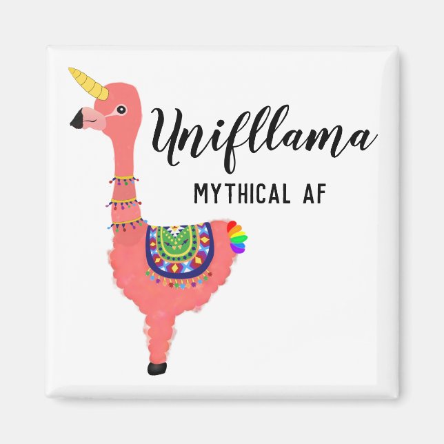 Funny Unicorn Flamingo Llama Inspiring Unifllama Magnet (Front)