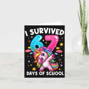 Funny Unicorn I Survived 67 Days Of School Meme Fo Card