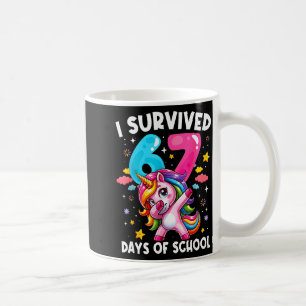 Funny Unicorn I Survived 67 Days Of School Meme Fo Coffee Mug