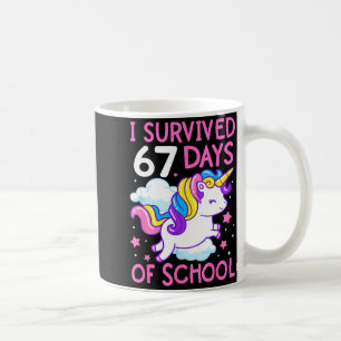 Funny Unicorn I Survived 67 Days Of School Meme Fo Coffee Mug