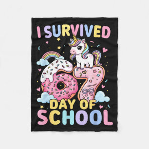Funny Unicorn I Survived 67 Days Of School Meme Fo Fleece Blanket