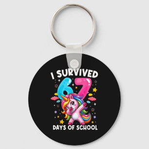 Funny Unicorn I Survived 67 Days Of School Meme Fo Key Ring