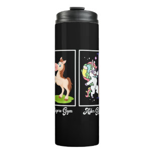 Funny Unicorn Illustration Before After Gym Thermal Tumbler