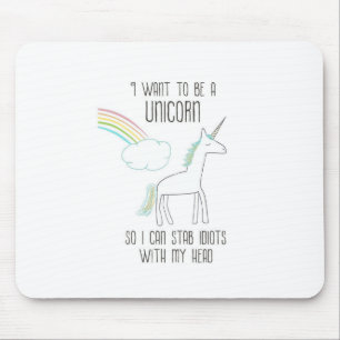 Funny Unicorn Illustration with Saying Mouse Mat