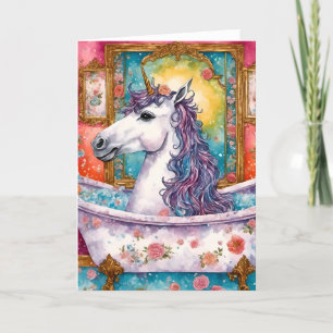 Funny Unicorn in a Bathtub All Occasions Card